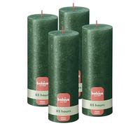 Bolsius - Bougie rustique - Vert - Métallique - 19 cm - Lot de 4 - Bougies décoratives - Contient de la cire végétale naturelle - Sans huile de palme