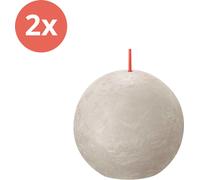 Bolsius - Bougie sphérique rustique - Ø76mm - Gris sable - paquet économique - 2 pièces