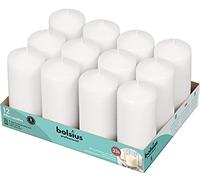 Bolsius Bougies Basiques pour décoration, Cire, Blanc, Taille Cire, Simple : h 11,8 cm Ø5,8 cm, 12 unités