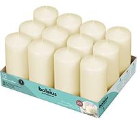 Bolsius Bougies Basiques pour décoration, Cire, Ivoire, Taille Cire, Simple : h 11,8 cm Ø5,8 cm, 12 unités