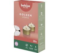 Bolsius Bougies chauffe-plat avec tasse dorée - Lot de 30 à 8 heures de combustion - Bougies décoratives pour la maison - Sans parfum - Avec cire naturelle végétalienne - Sans huile de palme