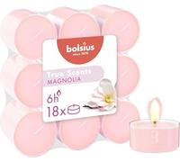 Bolsius - Bougies chauffe-plat parfumées - Magnolia - Rose - Lot de 108 - Coque transparente - Extraits naturels - Contient de la cire végétalienne - Sans huile de palme