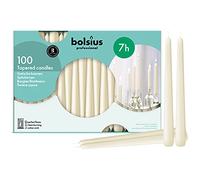 Bolsius - Bougies coniques - Boîte de 100 - Ivoire - 24,5 cm - 7 heures - Sans goutte