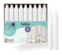 Bolsius - Bougies coniques - Boîte de 45 unités - Blanc - 18 cm - Durée de combustion : 6 heures - Sans goutte