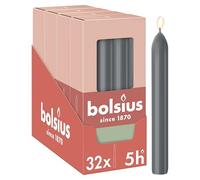 Bolsius - Bougies de dîner lisses - 17 cm - 32 pièces - Anthracite - Gris foncé