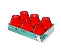 Bolsius - Bougies D'extérieur - 6 Pièces - En Verre - Rouge - Durée de Combustion 70 Heures - Sans Huile de Palme - Combustion Propre - Mèche en Coton