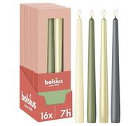 bolsius - Bougies Effilées Lisses Lot de 16, Nature, Bougies Décoratives pour la Maison, Longue Durée de Combustion, Non Parfumées, Cire Végétale Naturelle, Sans Huile de Palme