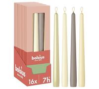 bolsius - Bougies Effilées Lisses Lot de 16, Pillow Talk, Bougies Décoratives pour la Maison, Longue Durée de Combustion, Non Parfumées, Cire Végétale Naturelle, Sans Huile de Palme