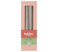 Bolsius - Bougies Effilées Lisses - Taupe Clair - Lot de 4 Dans Une Boîte - 24,5 Cm - Bougies Domestiques Décoratives - Durée de Combustion 7 Heures - Non Parfumées - Cire Végétale Naturelle
