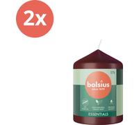 Bolsius - Bougies - Essentials - 80/58 - 1 par paquet - Rouge velours - Pack avantage - 2 pièces