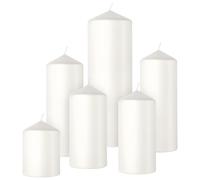 bolsius Bougies Pilier Lisses, Lot de 6, Blanc, Bougies Décoratives pour la Maison, Longue Durée de Combustion, Non Parfumées, Cire Végétale Naturelle, Sans Huile de Palme