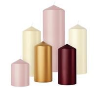 bolsius Bougies Pilier Lisses, Lot de 6, Haptic Luxury, Bougies Décoratives pour la Maison, Longue Durée de Combustion, Non Parfumées, Cire Végétale Naturelle, Sans Huile de Palme