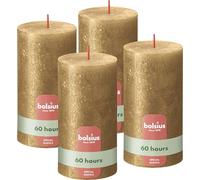 BOLSIUS - Bougies piliers rustiques scintillantes - Doré - 13 cm - Lot de 4 - Anti-goutte - Bougies non parfumées, Gold