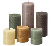 bolsius Bougies Rustiques, Coffret Cadeau de 6, Nature, Bougies Décoratives pour la Maison, Longue Durée de Combustion, Non Parfumées, Contient de la Cire Végétale Naturelle, Sans Huile de Palme