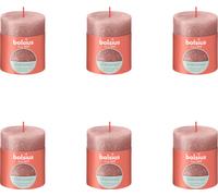 Bolsius - Bougies rustiques - Lustre - 80/68 - 1 par paquet - Rose - Pack avantage - 6 pièces