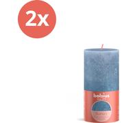 Bolsius - Bougies rustiques - Métallique fané - 130/68 - 1 par paquet - Bleu ciel + Bleu - Pack avantage - 2 pièces