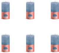 Bolsius - Bougies rustiques - Métallique fané - 130/68 - 1 par paquet - Bleu ciel + Bleu - Pack avantage - 6 pièces