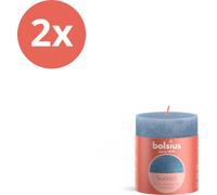 Bolsius - Bougies rustiques - Métallique fané - 80/68 - 1 par paquet Bleu ciel + Bleu - Pack avantage - 2 pièces