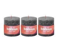 Bolsius Bougies rustiques Shine 3 pcs. 100x100 mm gris tempête