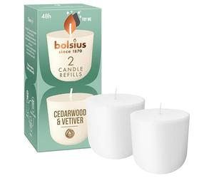 Bolsius CleanLight Recharge - Bois de Cèdre & Vétiver - 2 pièces - 24h - Cire végétale naturelle - Concept durable