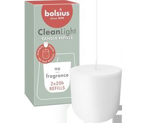 Bolsius CleanLight Zero - Recharge sans parfum - 2 pièces - 20h - Cire végétale naturelle - Sans huile de palme