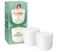 Bolsius - CleanLight Zero Refill - Bougie rechargeable sans parfum - Recharge uniquement - 2 pièces - Durée de combustion 24 heures - Contient de la cire végétale naturelle - Sans huile de palme