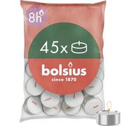 Bolsius D-Light - Lot de 45 Bougies Chauffe-Plat - Dans un Sachet - Durée de Combustion: 8 Heures - Décoratives - Blanches - Contient de la Cire Végétale Naturelle - Sans Huile de Palme