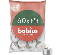 Bolsius D-Light - Lot de 60 Bougies Chauffe-Plat - Dans un Sachet - Durée de Combustion: 6 Heures - Décoratives - Blanches - Contient de la Cire Végétale Naturelle - Sans Huile de Palme