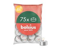 Bolsius D-Light - Lot de 75 Bougies Chauffe-Plat - Dans un Sachet - Durée de Combustion: 4 Heures - Décoratives - Blanches - Contient de la Cire Végétale Naturelle - Sans Huile de Palme