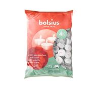 Bolsius - D-Light - Lot de 75 bougies chauffe-plat emballées dans un sachet - Durée de combustion de 4 heures - Blanc - Sans huile de palme - Bougies d’intérieur décoratives