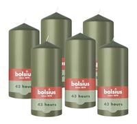 Bolsius - Essentials - Bougie cylindrique lisse - vert olive - 13 cm - Bougies décoratives - Contient de la cire végétale naturelle - Sans huile de palme