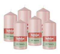 Bolsius - Essentials - Bougie Pilier - Pastel Rose- 12cm - 6 Pièces - Bougie Décorative - Contient Cire Végétale Naturelle - sans Huile de Palme