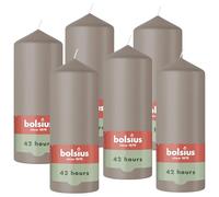 Bolsius - Essentials - Bougie Pilier - Pastel Taupe- 15cm - 6 Pièces - Bougie Décorative - Contient Cire Végétale Naturelle - sans Huile de Palme