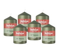 Bolsius - Essentials - Bougie Pilier - Vert Olive - 8cm - 6 Pièces - Bougie Décorative - Contient Cire Végétale Naturelle - sans Huile de Palme