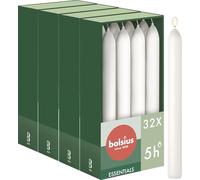 Bolsius Essentials - Bougies pointues lisses - Blanc - 17 cm - Lot de 32 - Bougies décoratives - Sans huile de palme