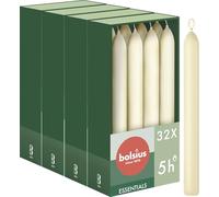 Bolsius Essentials - Bougies pointues lisses - Ivoire - 17 cm - Lot de 32 - Bougies décoratives - Sans huile de palme