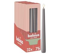 Bolsius Essentials - Lot de 32 bougies pointues lisses - Anthracite - 24,5 cm - Bougies décoratives - Sans huile de palme