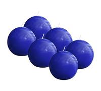 Bolsius Essentials - Lot de 6 bougies - sphériques lisses - Bleu brillant - 7 cm - 16 heures - Bougies décoratives - Sans huile de palme - Avec cire végétale naturelle