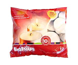 Bolsius extérieur/intérieur Maxilight Bougie Chauffe-Plat 10 h 16 x 38 mm (Sac de 12) - Blanc