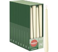 Bolsius - Lot de 32 Bougies Coniques Lisses - Ivoire - En Carton - Bougies Décoratives pour la Maison - Durée de Combustion : 7 Heures - Non Parfumées - Contient de la cire végétale naturelle - Pâques