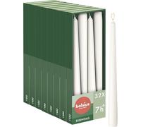 Bolsius - Lot de 32 Bougies Coniques Lisses - Blanc - Bougies Décoratives pour la Maison - Durée de Combustion : 7 Heures - Non Parfumées - Contient de la cire végétale naturelle