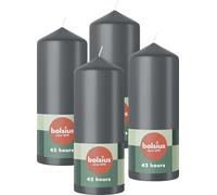 Bolsius - 4 bougies piliers - Anthracite - 15 x 6 cm - Bougies décoratives pour la maison - Longue durée de combustion de 42 heures - Sans parfum - 5% Cire végétalienne naturelle - Sans huile de palme