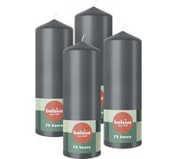 Bolsius - 4 bougies piliers - Anthracite - 20 x 7 cm - Bougies décoratives pour la maison - Longue durée de combustion de 75 heures - Sans parfum - 5% Cire naturelle végétalienne - Sans huile de palme