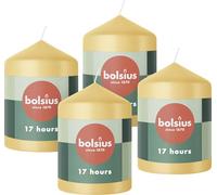 Bolsius - Lot de 4 bougies pilier - Beige - 8 x 6 cm - Bougies décoratives - Longue durée de combustion de 17 heures - Non parfumées - 5% cire végétalienne naturelle - Sans huile de palme