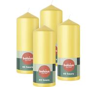 Bolsius - Lot de 4 bougies pilier - Jaune - 15 x 6 cm - Bougies décoratives - Longue durée de combustion de 42 heures - Non parfumées - 5% cire végétalienne naturelle - Sans huile de palme - Pâques