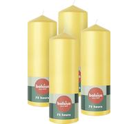Bolsius - 4 bougies piliers - Jaune - 20 x 7 cm - Bougies décoratives - Longue durée de combustion de 75 heures - Sans parfum - 5% Cire naturelle végétalienne - Sans huile de palme