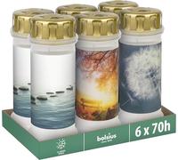 Bolsius - Lanterne funéraire - Avec motif - N° 6 - Lot de 6 - Longueur de combustion - Bougie funéraire et mémorial - Commémoration - Combustion propre - Avec cagoule