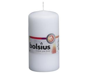 Bolsius Lot de 10 bougies piliers lisses - Blanc - Bougies décoratives pour la maison - Longueur de combustion : 33 heures - Sans parfum - Cire végétale naturelle - 12 x 6 cm