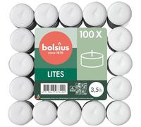BOLSIUS Lot de 100 bougies chauffe-plat non parfumées - 3,5 heures - Qualité européenne premium - Flamme constante sans fumée - Mèche 100 % coton - Pour dîner, mariage, fête, restaurant, spa, église et décoration d'intérieur