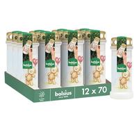 Bolsius - Lot de 12 bougies funéraires - Blanc avec motif - Ours en peluche - Longueur de combustion - Bougie de condoléances et de mémorial - Combustion propre - Sans huile de palme